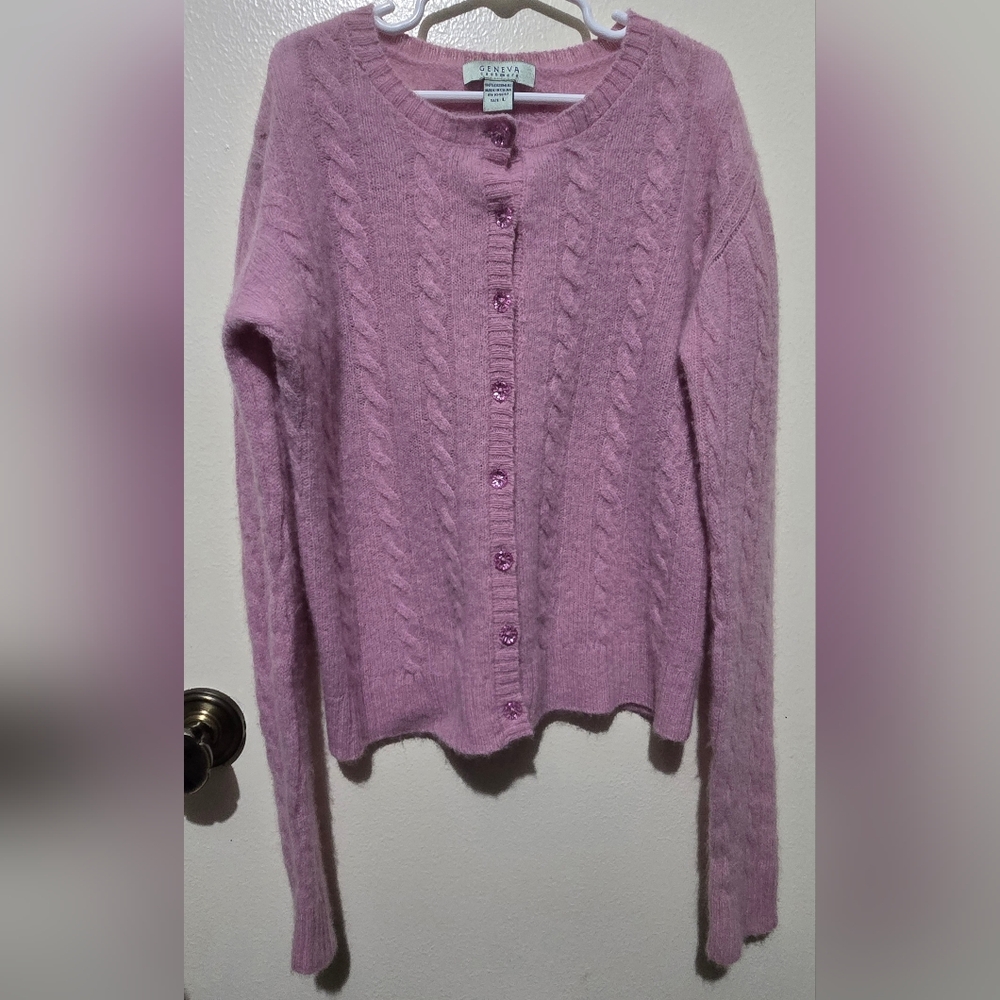 Girls Pink Cable Knit Sweater